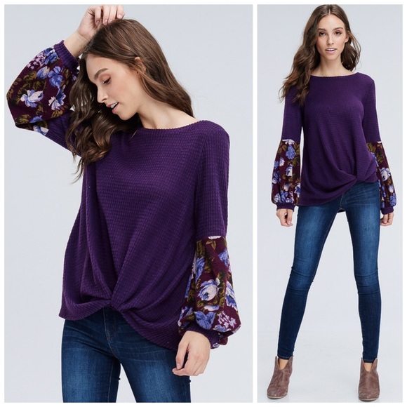 ❤️Stunning! LAST 1! Eggplant Waffle Knit Top! - Picture 5 of 8